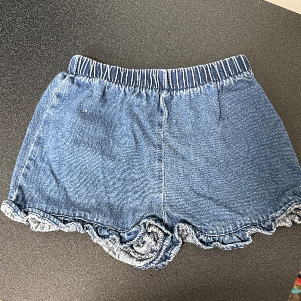 Basic Editions Blue Denim Ruffle Shorts vintage